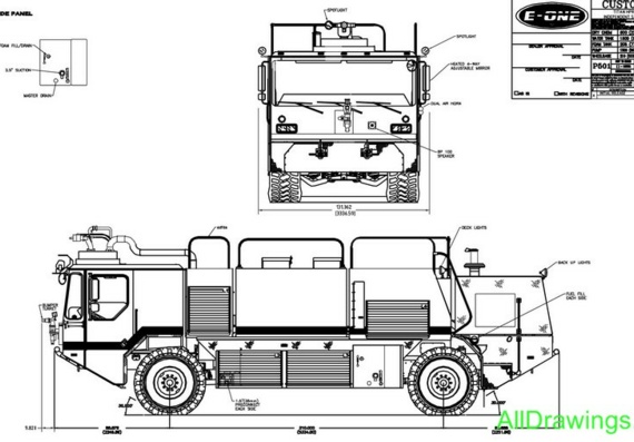 E-One ARFF Titan HPR 4x4 (Пожарная машина) чертежи (рисунки) грузовика